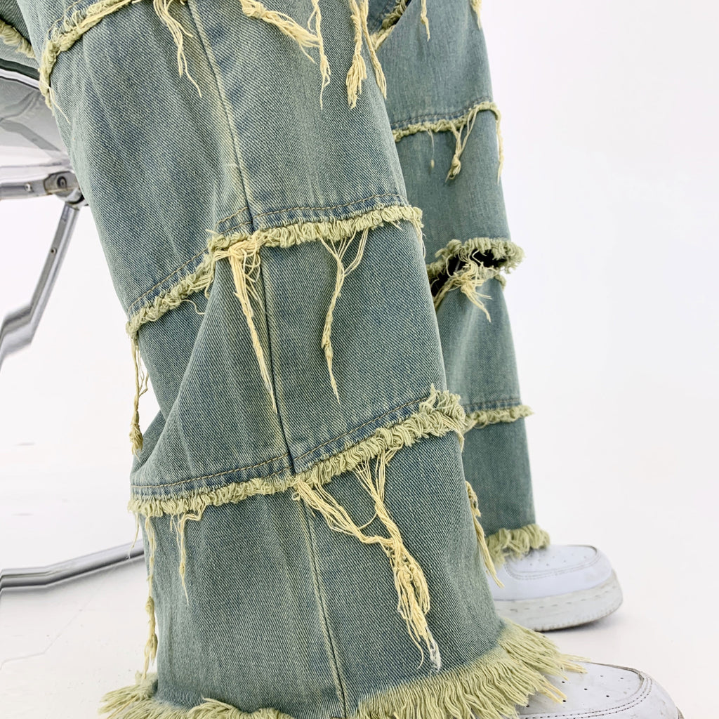 Casual And Comfortable Retro Washed Raw Jeans Men