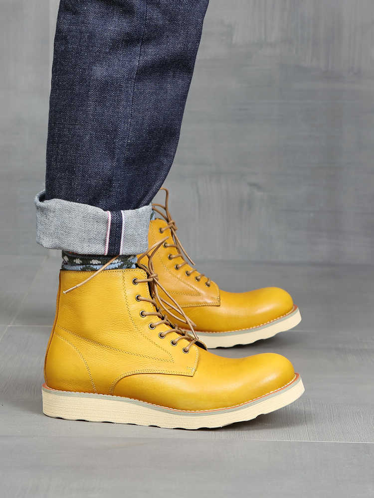 Retro Distressed Green Worker Boot men