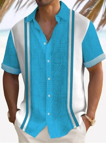 Beach Striped Shirt Short Sleeve Men