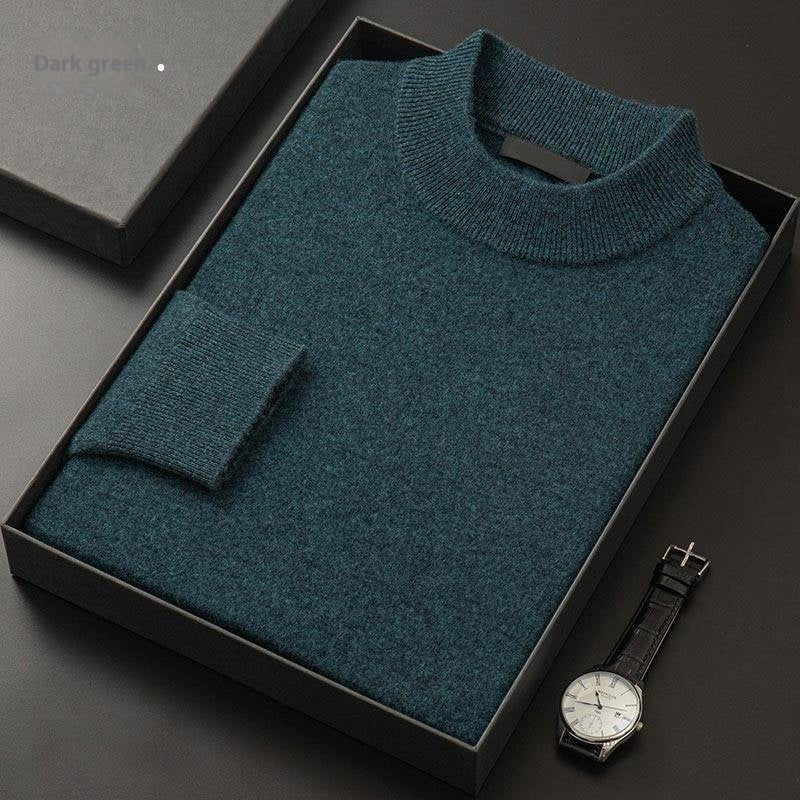 Men's Solid Color Casual Half Turtleneck Sweater