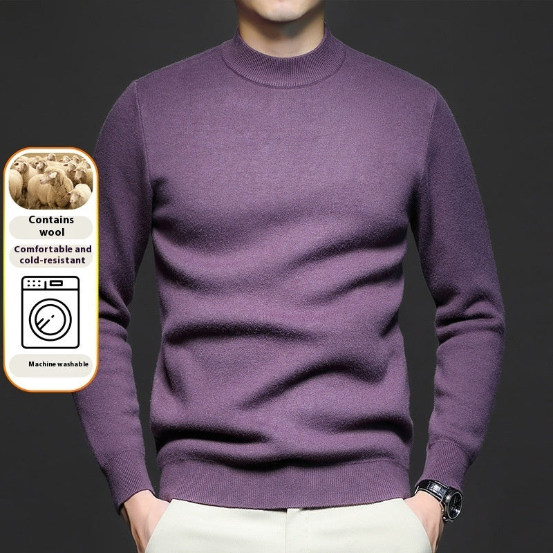 Men's Worsted Knitted Long Sleeve Sweater