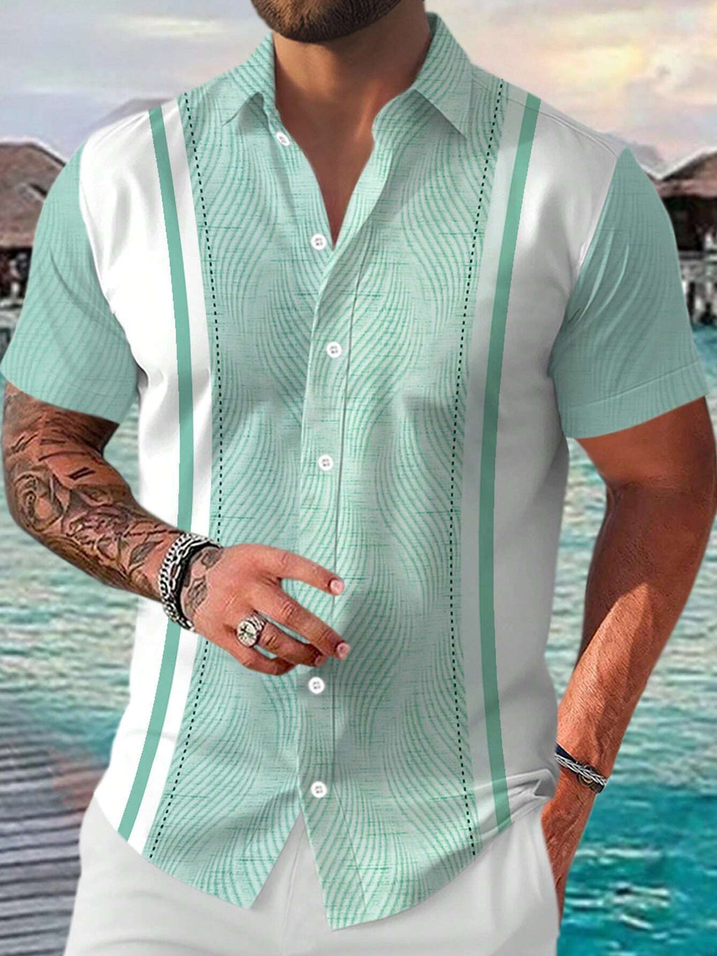 Casual All-matching Geometric Short Sleeve Shirt