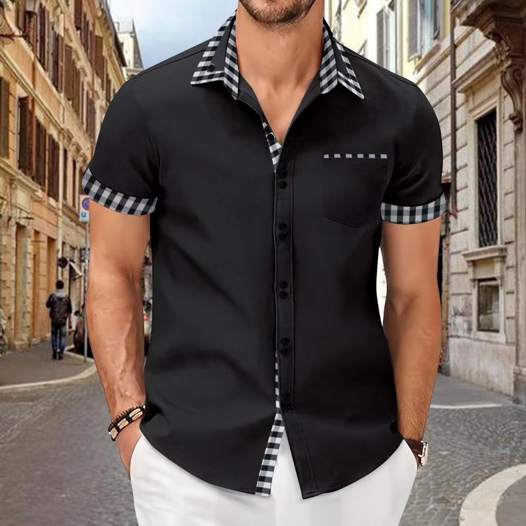 Men's Casual Pocket Stitching Contrast shirt