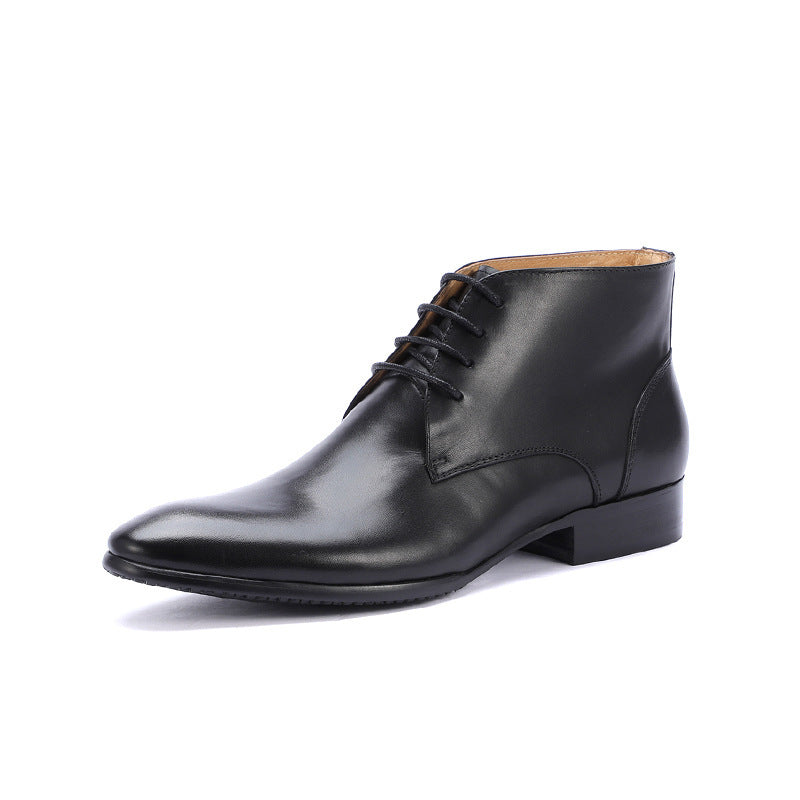 High-top Leather Men's Shoes Pointed Toe Business Formal Wear British Martin Boots