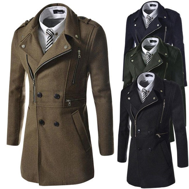 Multi Zipper Fitted Trench Coat