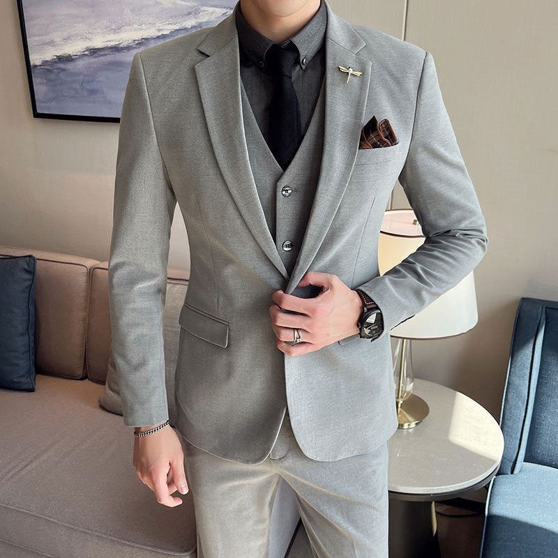 Men's Solid Color Men's Three-piece Suit
