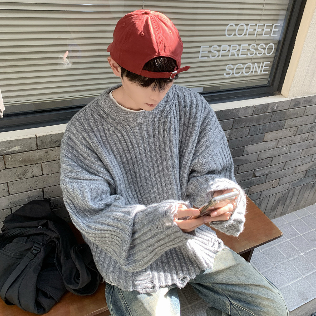 Retro Worn Long-sleeved Pullover Sweater For Men And Women