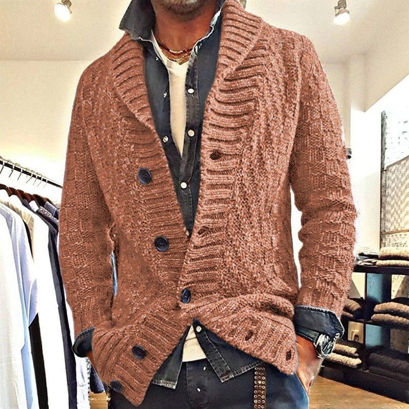 Polyester Men's Long-sleeved Thick Needle Sweater