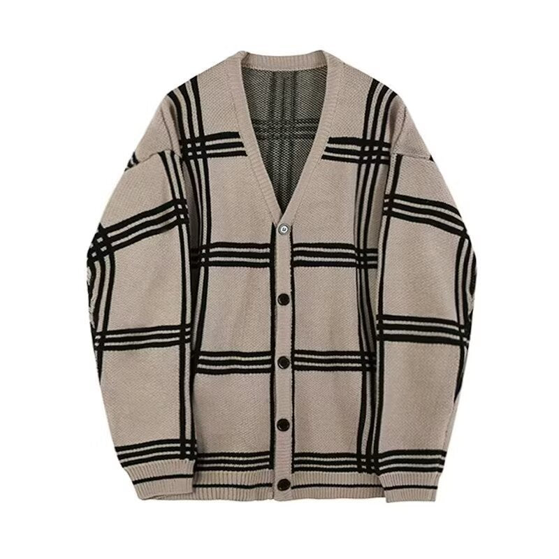 Striped Knitted Cardigan Coat Retro Men
