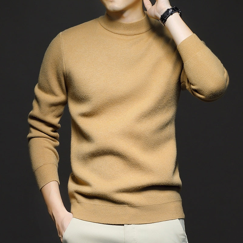 Men's Worsted Knitted Long Sleeve Sweater