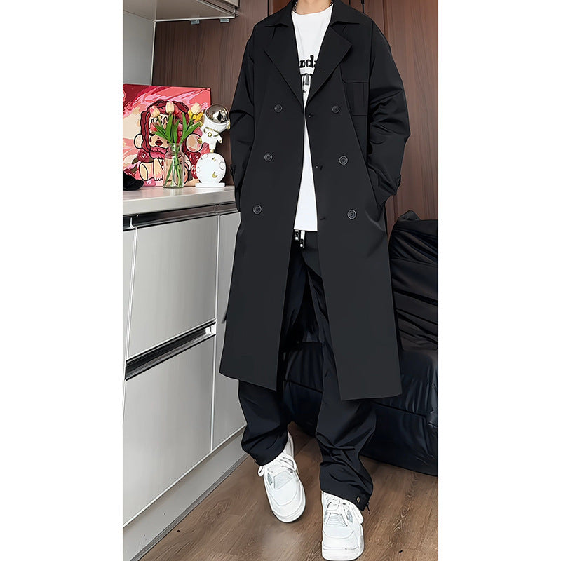 Korean Style Over The Knee Men's Loose trench coat