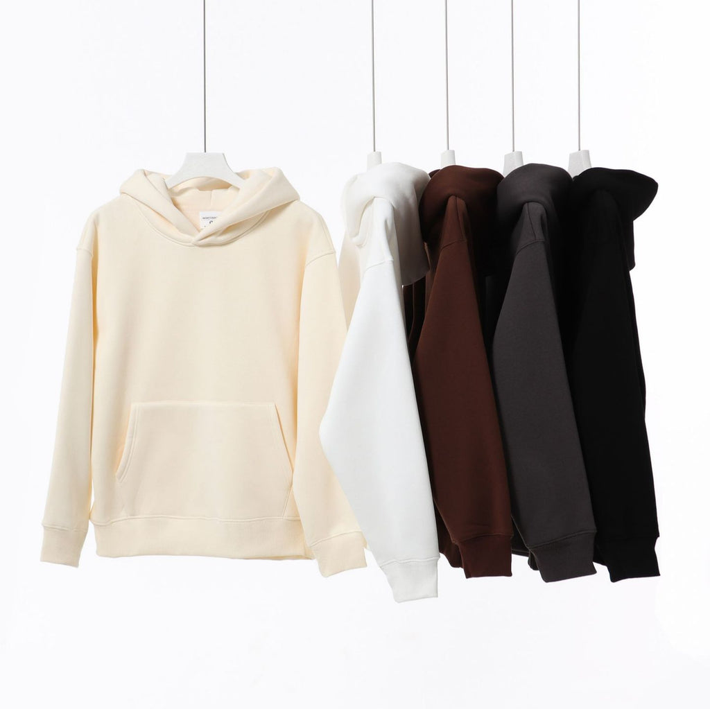 Fleece Hooded Pullover Men's Solid Color Sweater