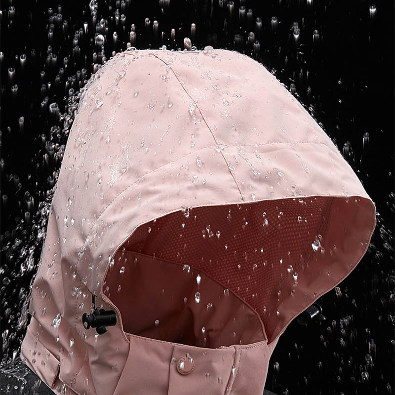 Hooded Windbreaker Colorblock Zip-up With Pockets Waterproof Outwear jacket