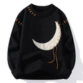 Moon Jacquard Round Neck Sweater For Men