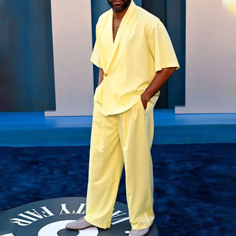 Men Casual Polo Collar Suit