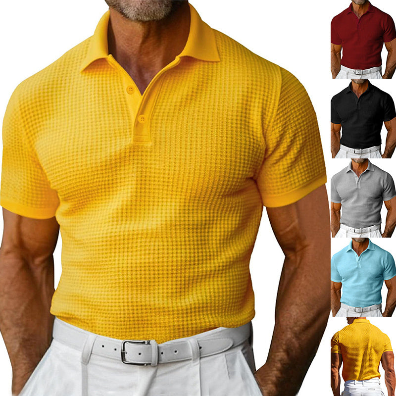 Waffle Short Sleeve Polo Shirt Men's