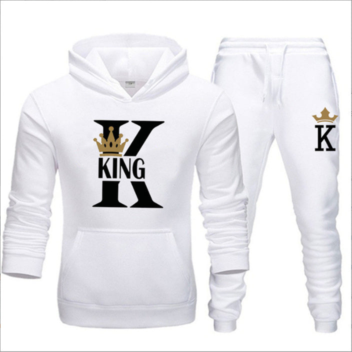Men's Sweater KING QUEEN Loose Casual Hooded Printed Couple Suit
