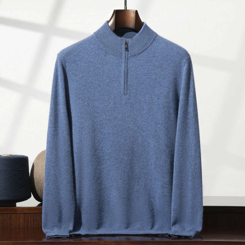 Men's Cashmere Sweater Zip-up Turtleneck Young And Middle-aged sweater