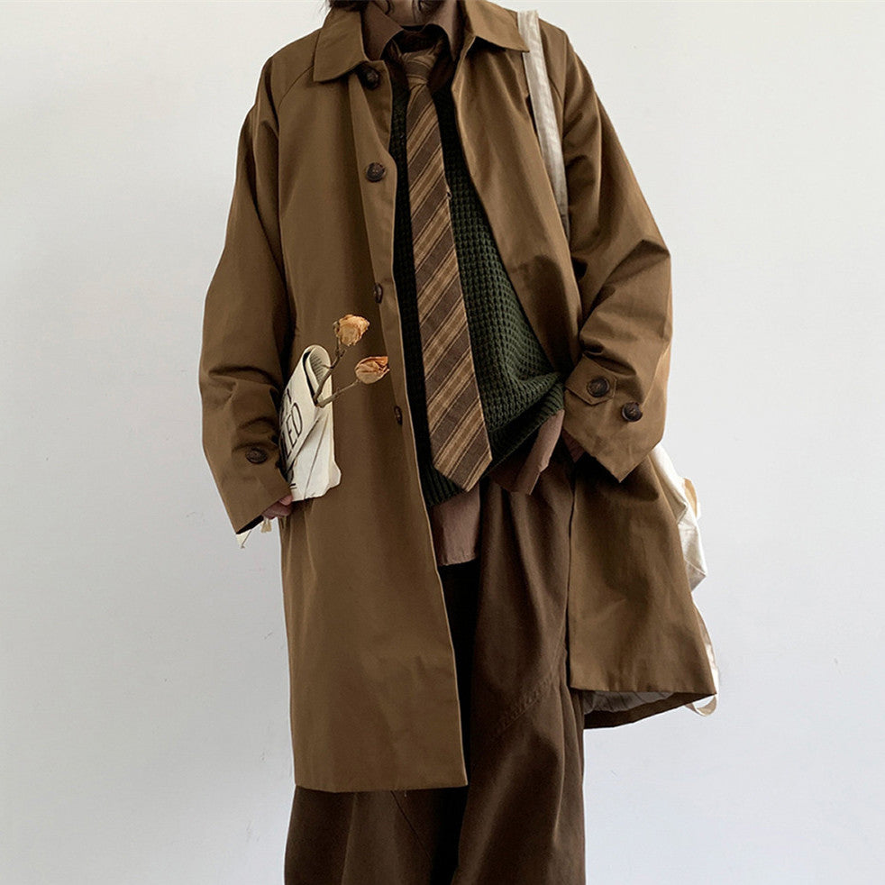 Retro Mid Length Workwear Trench Coat