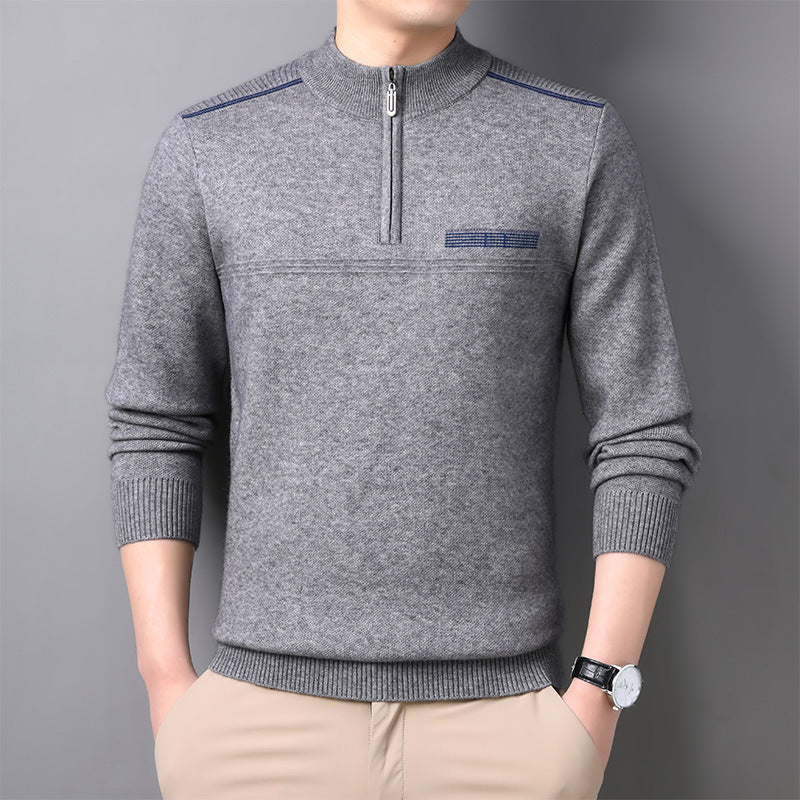 Men's Half-turtleneck Zipper Sweater For Middle And Elderly aged
