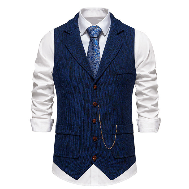 Retro Herringbone Casual Vest Multi-pocket Vest