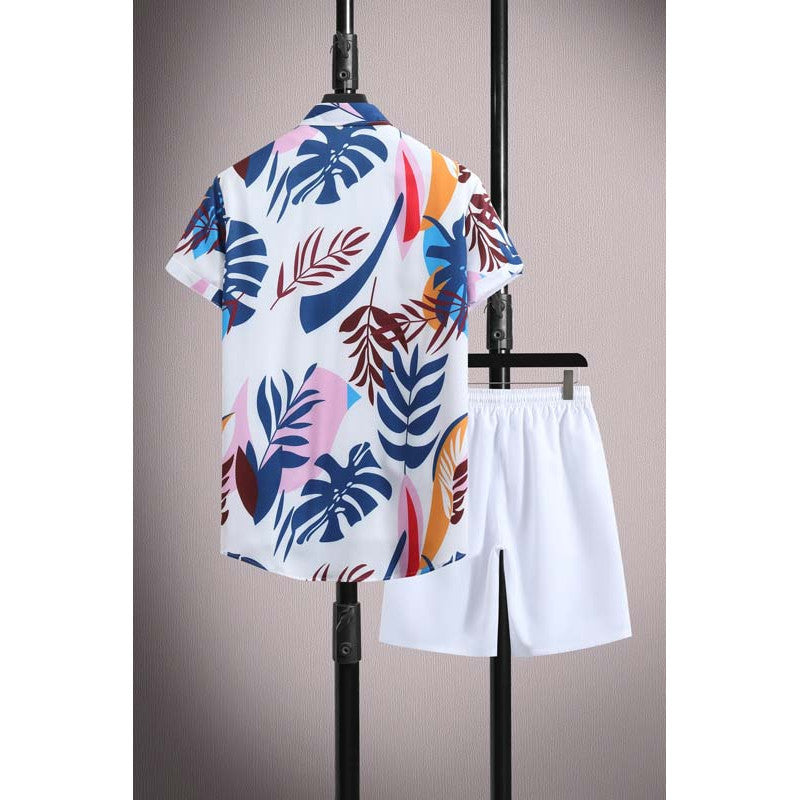 Men's Casual Ice Silk Micro-elastic Printed Short-sleeved Shirt