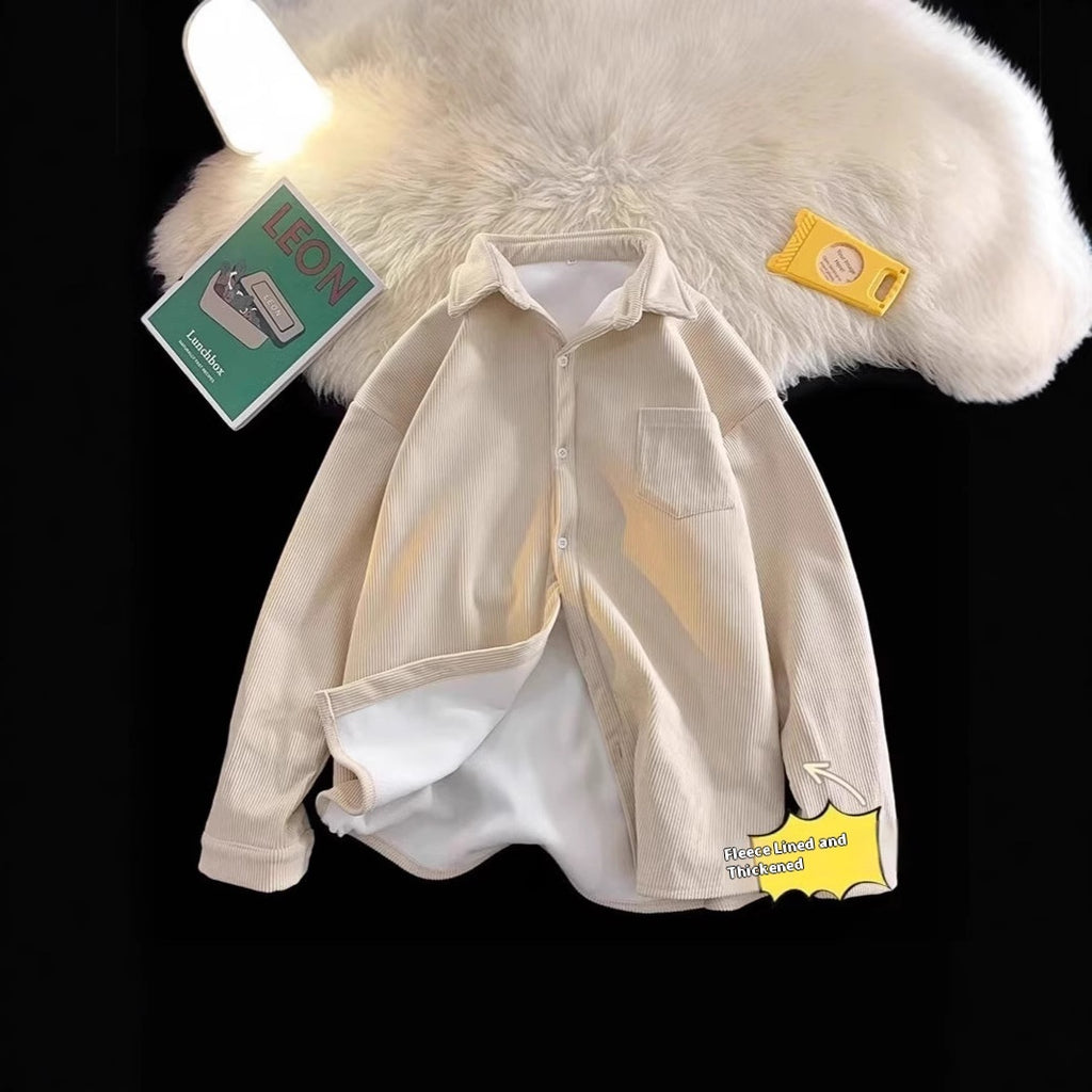 Fleece Thermal Long Sleeves Lapel Shirt