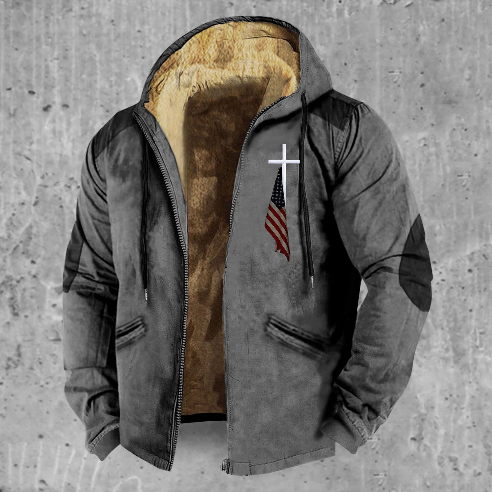 3D European And American Hooded Zipped Cotton-padded Jacket