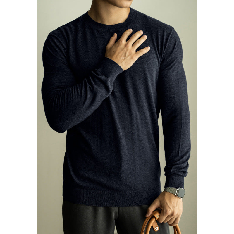 Wool Mulberry Silk Men's Knitted Long Sleeve sweater