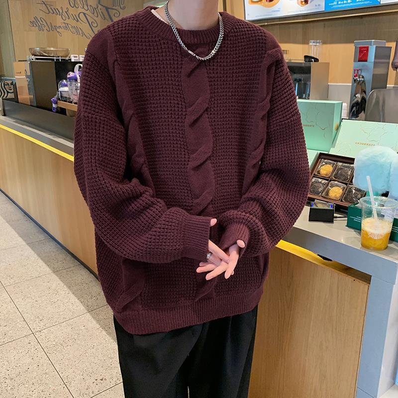 Men's Autumn And Winter Style American Retro Round Neck Sweater