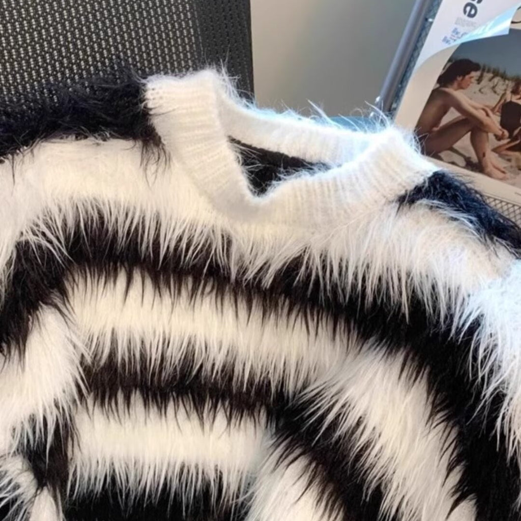 Black And White Striped Sweater For Men