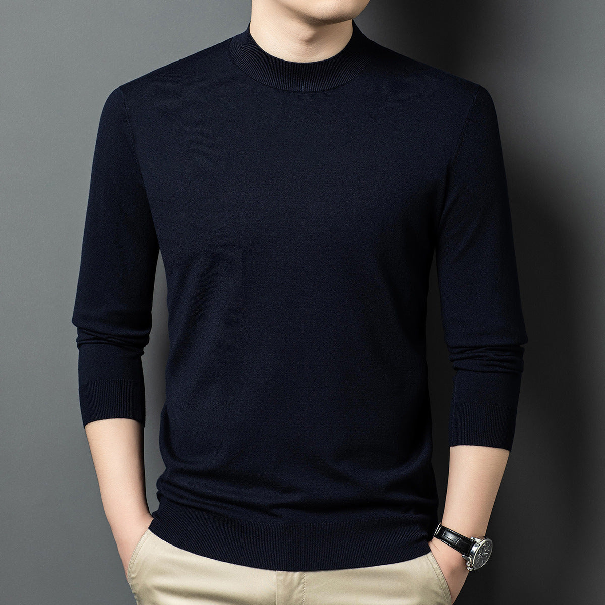 Round Neck Wool Men's Sweater