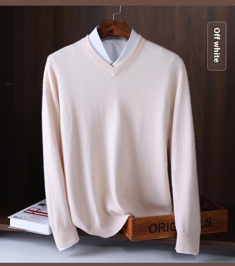 Korean Style Wool V-neck Bottoming Shirt Pullover Sweater