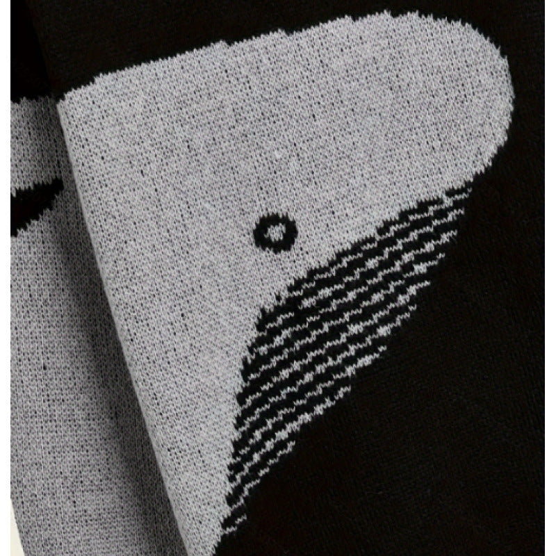 Cartoon Whale Round Neck Couple Casual Loose All-matching Pullover Sweater