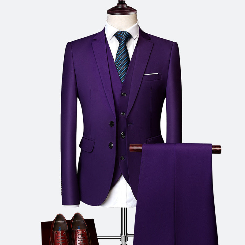 Men's Three-piece British Slim-fitting Wedding Dress Multicolor suit