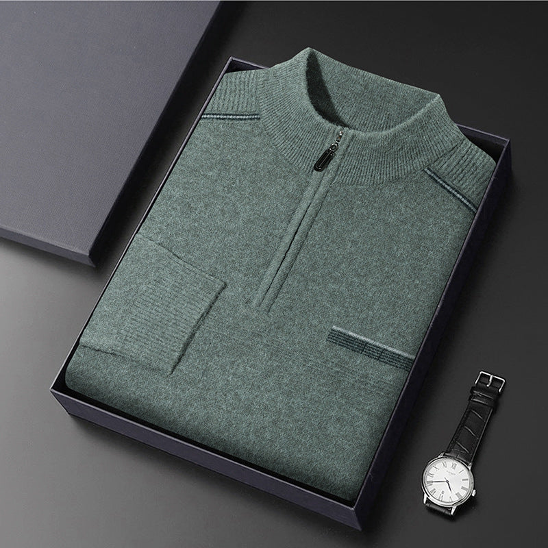 Men's Half-turtleneck Zipper Sweater For Middle And Elderly aged