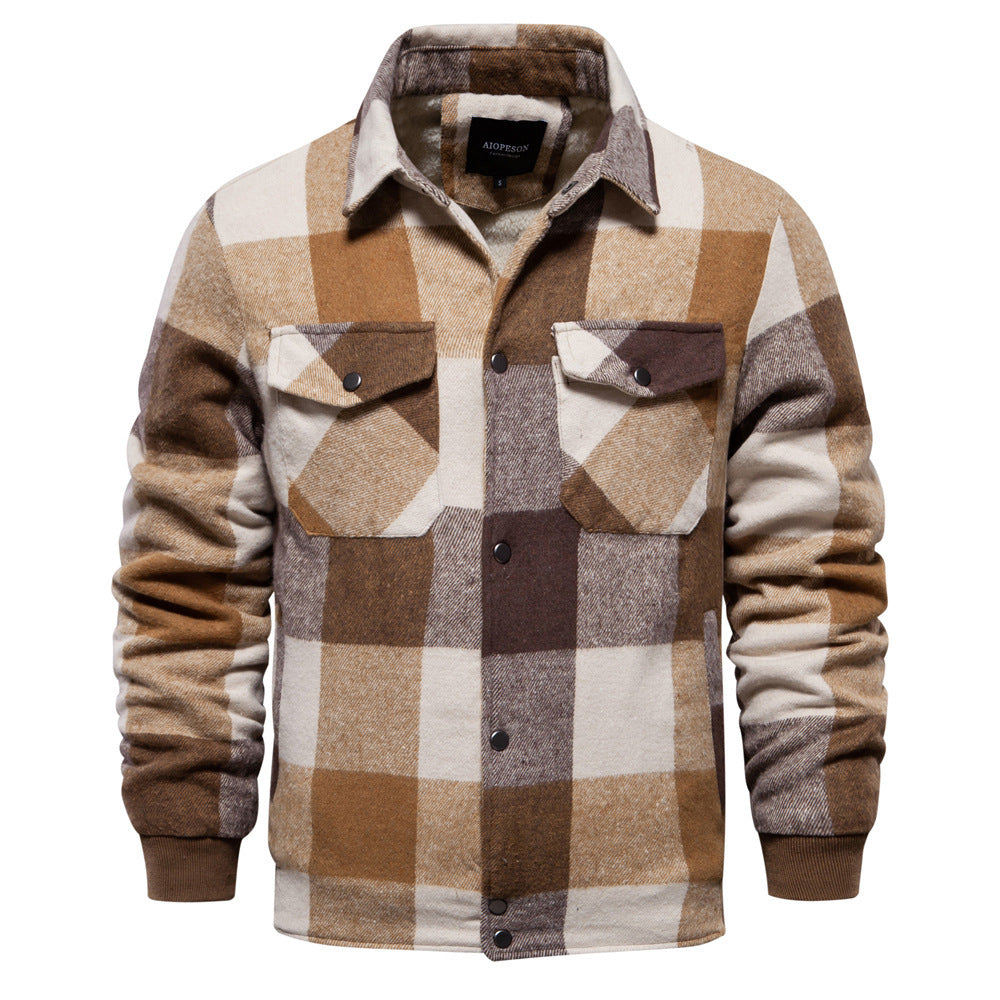 Autumn And Winter Men's Casual Plaid Coat