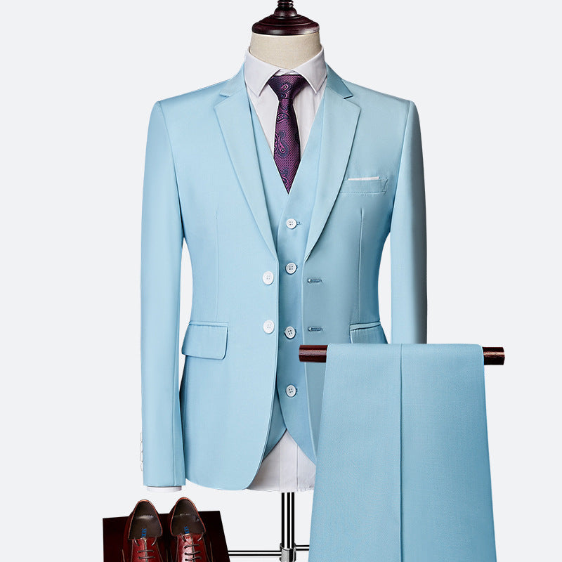 Men's Three-piece British Slim-fitting Wedding Dress Multicolor suit