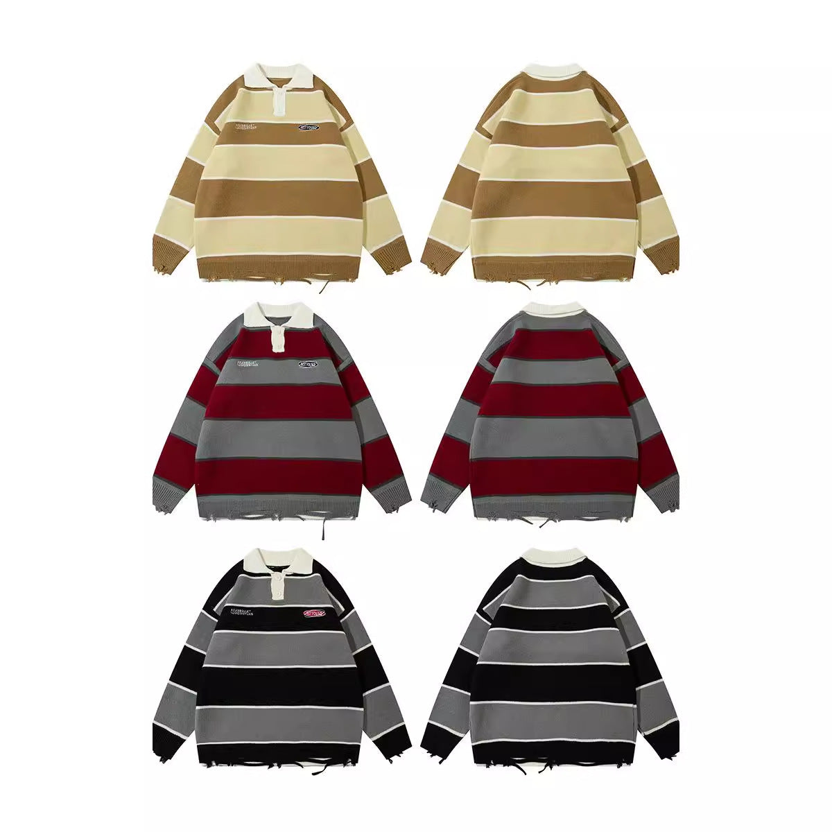 Retro Patchwork Contrast Color Lapels Sweater