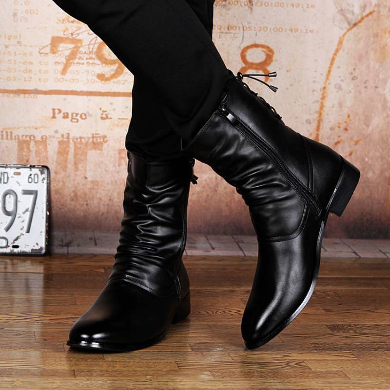 British Leather Pointed Men's Boots