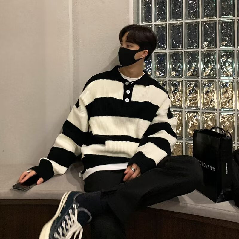 Men's Loose All-matching Striped sweater