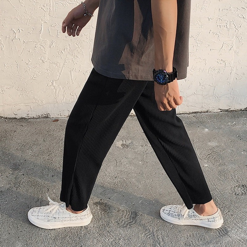 Mens Loose Pleated Comfort Pants