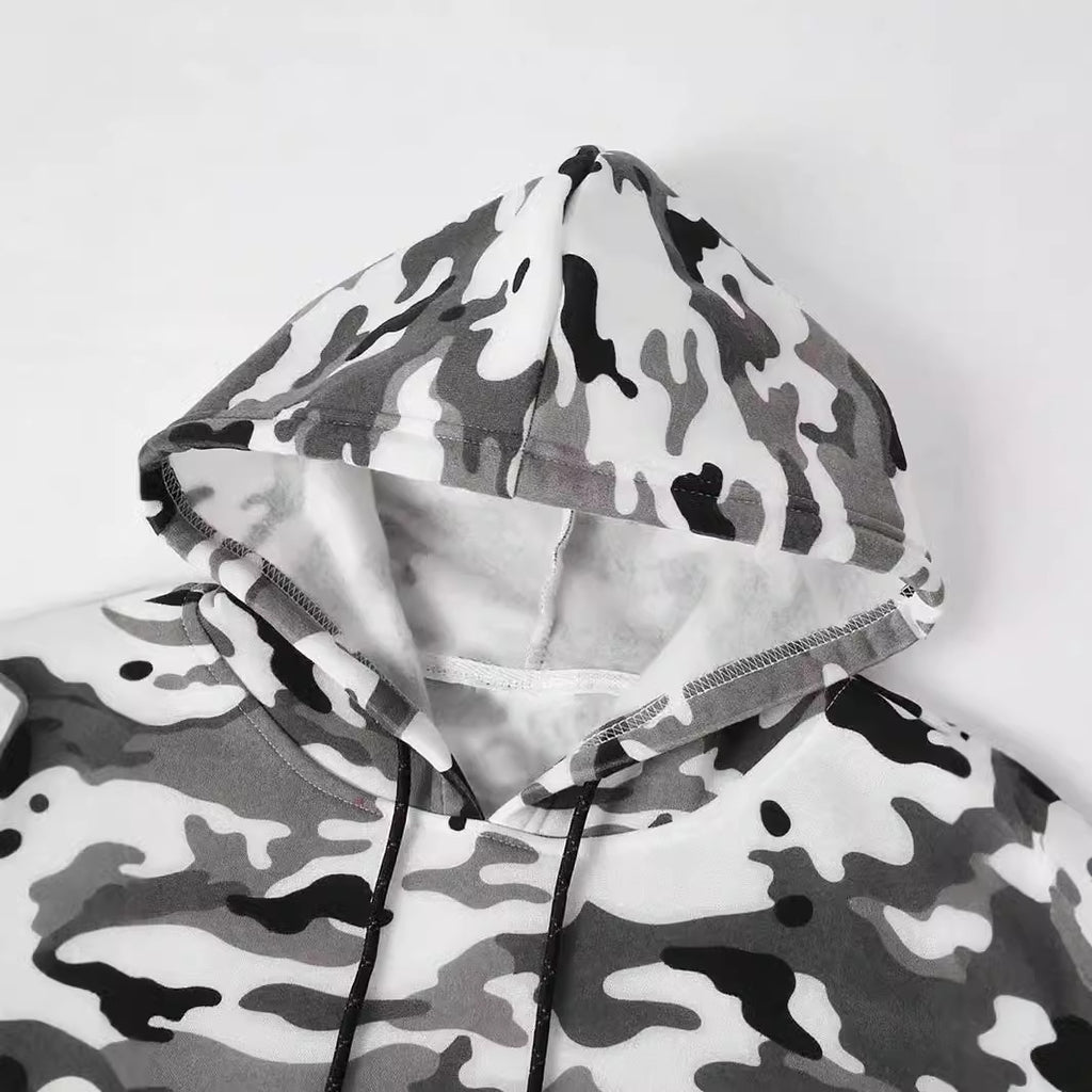 Printed High Street Men's Shoulder Width Loose Pullover hoodie