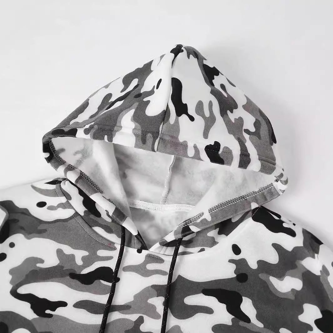 Printed High Street Men's Shoulder Width Loose Pullover hoodie