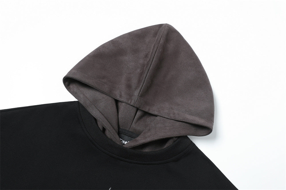 Printed Two-piece Pullover Patchwork Hoodie Men