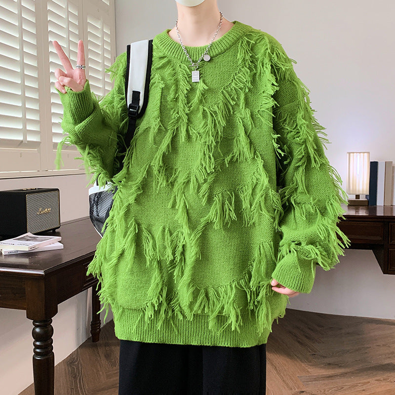 Pullover Round Neck Line Jacquard Long Sleeve Sweater