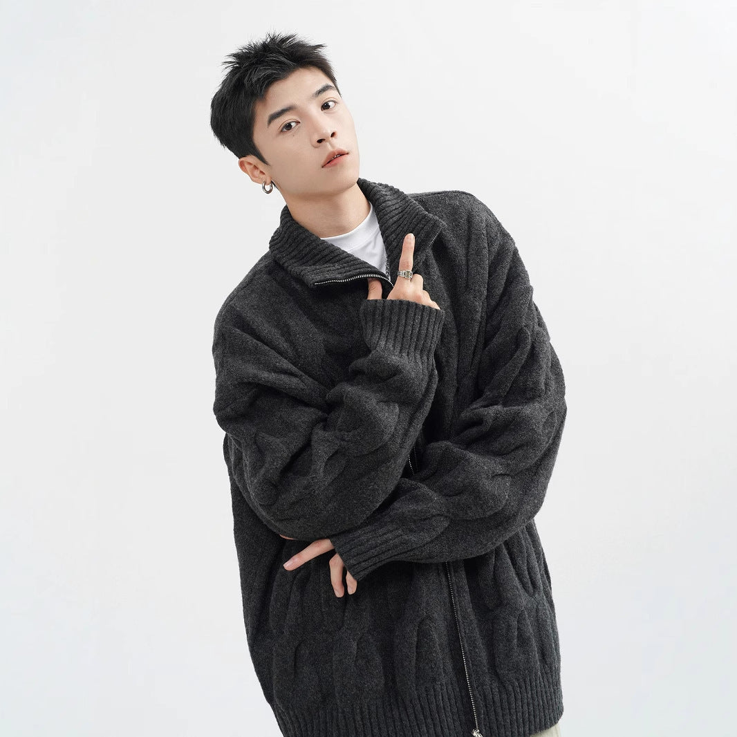 Retro Twist Cardigan Sweater For Men