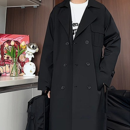 Korean Style Over The Knee Men's Loose trench coat