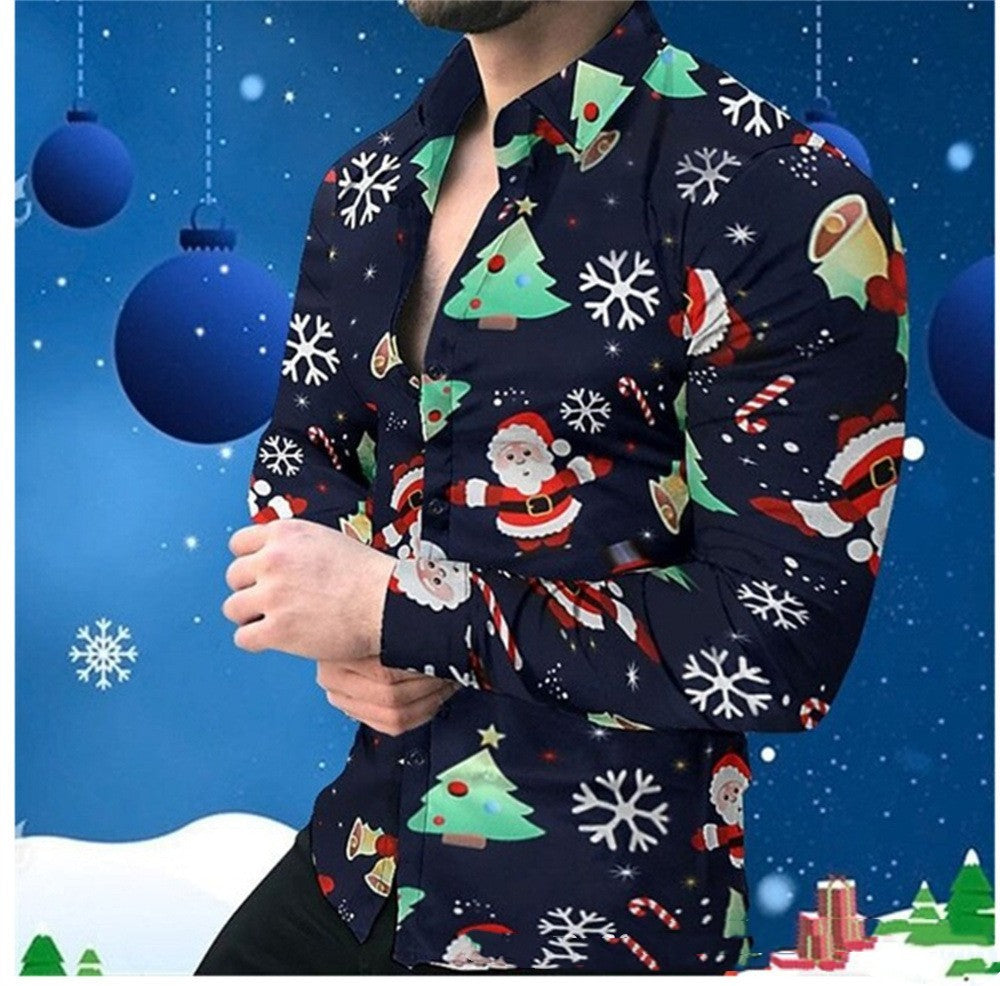 Men's Christmas Digital Printing Casual Shirts
