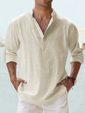 Men's Linen Stand-up Collar Long Sleeve shirt
